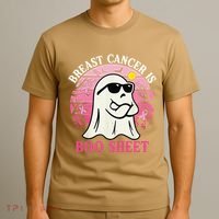 Halloween Breast Cancer Is Boo Sheet Groovy Spooky Mom T-Shirt thumb 3
