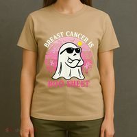 Halloween Breast Cancer Is Boo Sheet Groovy Spooky Mom T-Shirt thumb 4