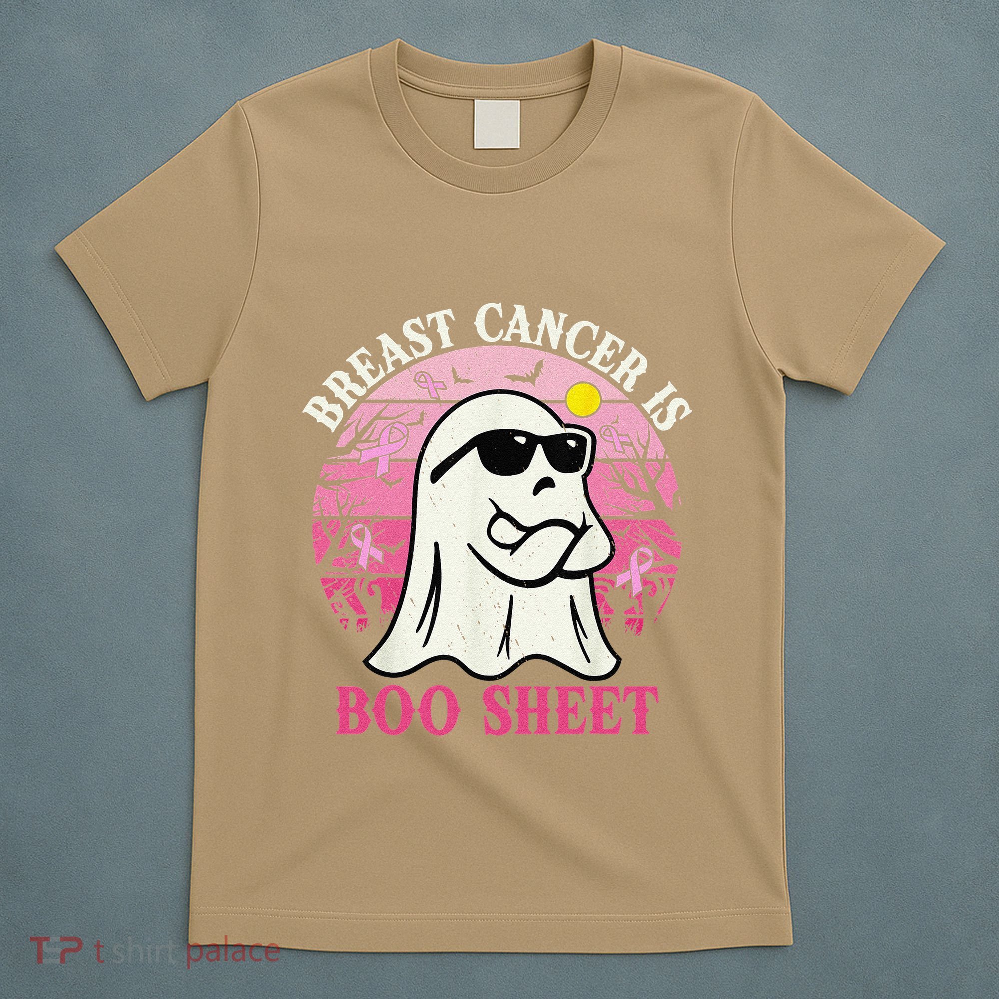 Halloween Breast Cancer Is Boo Sheet Groovy Spooky Mom T-Shirt