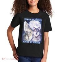 Human By Chance Alpha By Choice Alpha Wolf Kids T-Shirt thumb 2