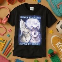 Human By Chance Alpha By Choice Alpha Wolf Kids T-Shirt thumb 3