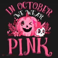 Halloween Breast Cancer In October We Wear Pink Pumpkin Women's Hoodie thumb 2