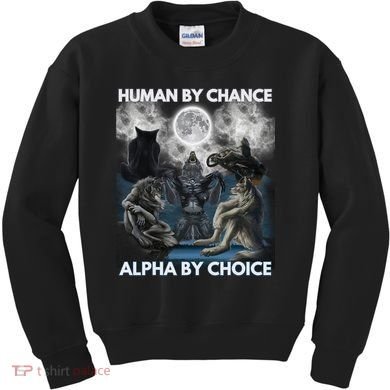 Human By Chance Alpha By Choice Wolf Vintage Kids Sweatshirt