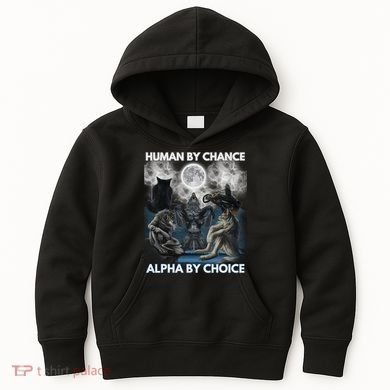 Human By Chance Alpha By Choice Wolf Vintage Kids Hoodie