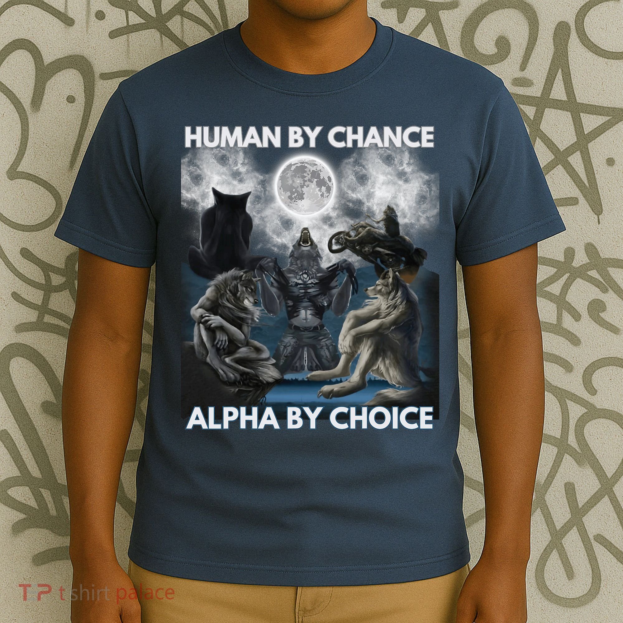 Human By Chance Alpha By Choice Wolf Vintage T-Shirt