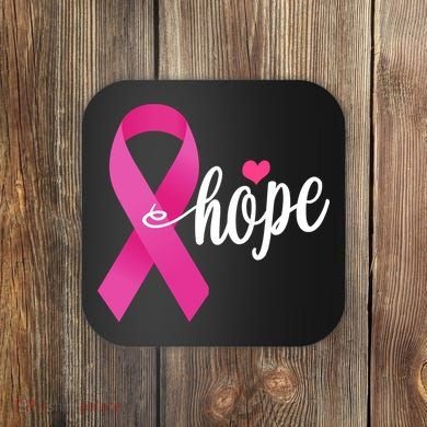 Hope Breast Cancer Awareness Ribbon Coaster