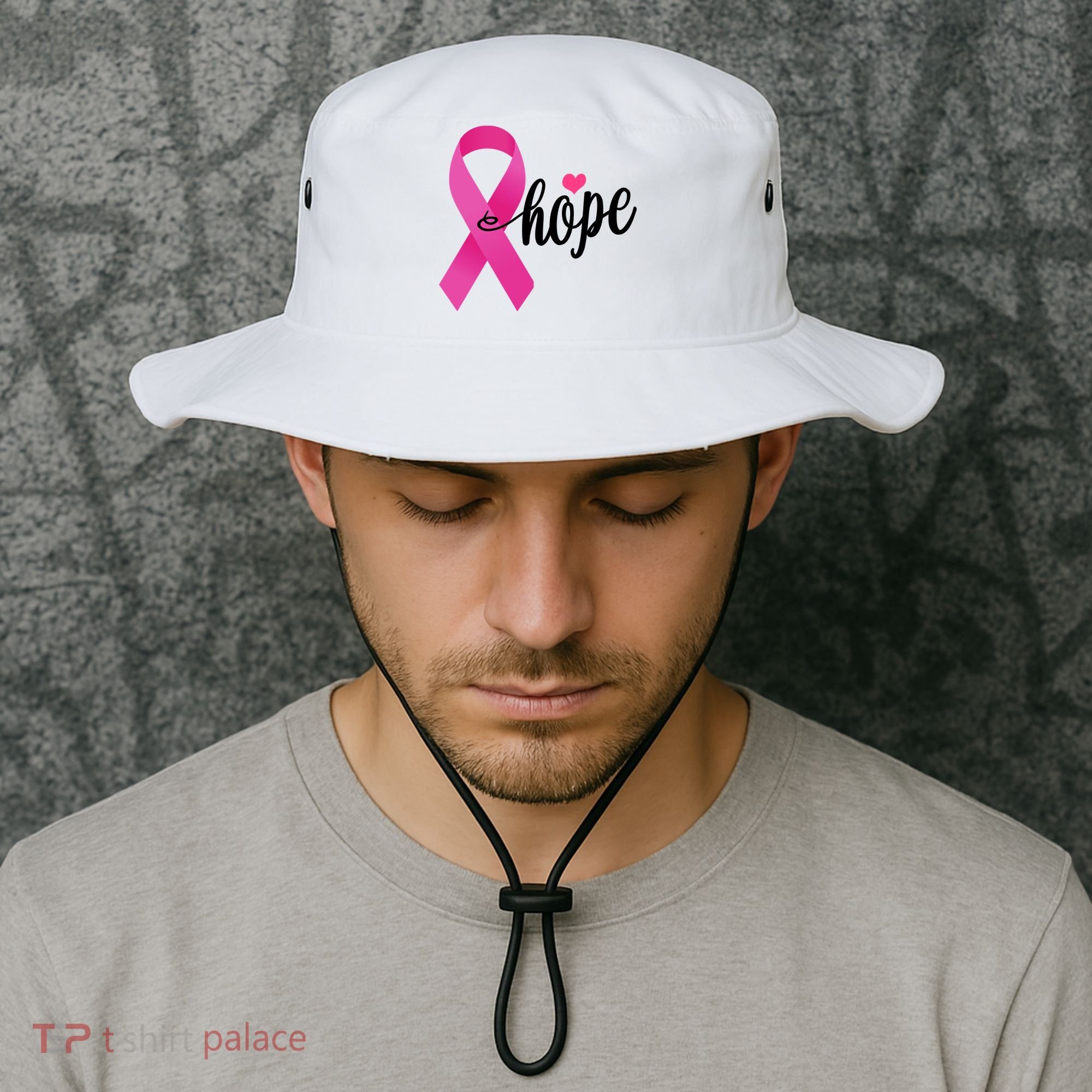 Hope Breast Cancer Awareness Ribbon Bucket Hat