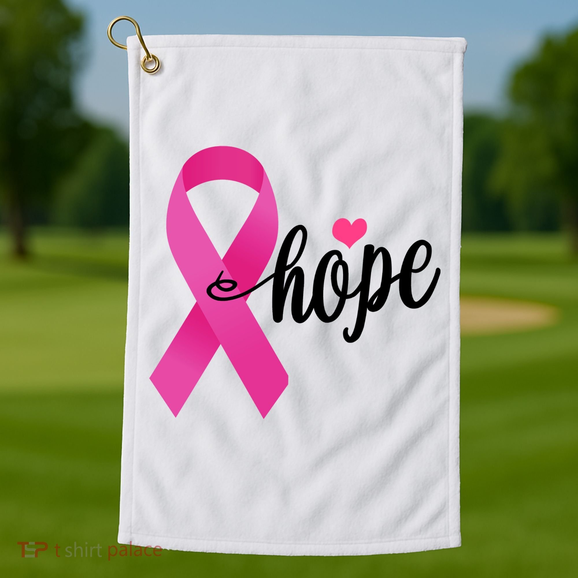 Hope Breast Cancer Awareness Ribbon Golf Towel