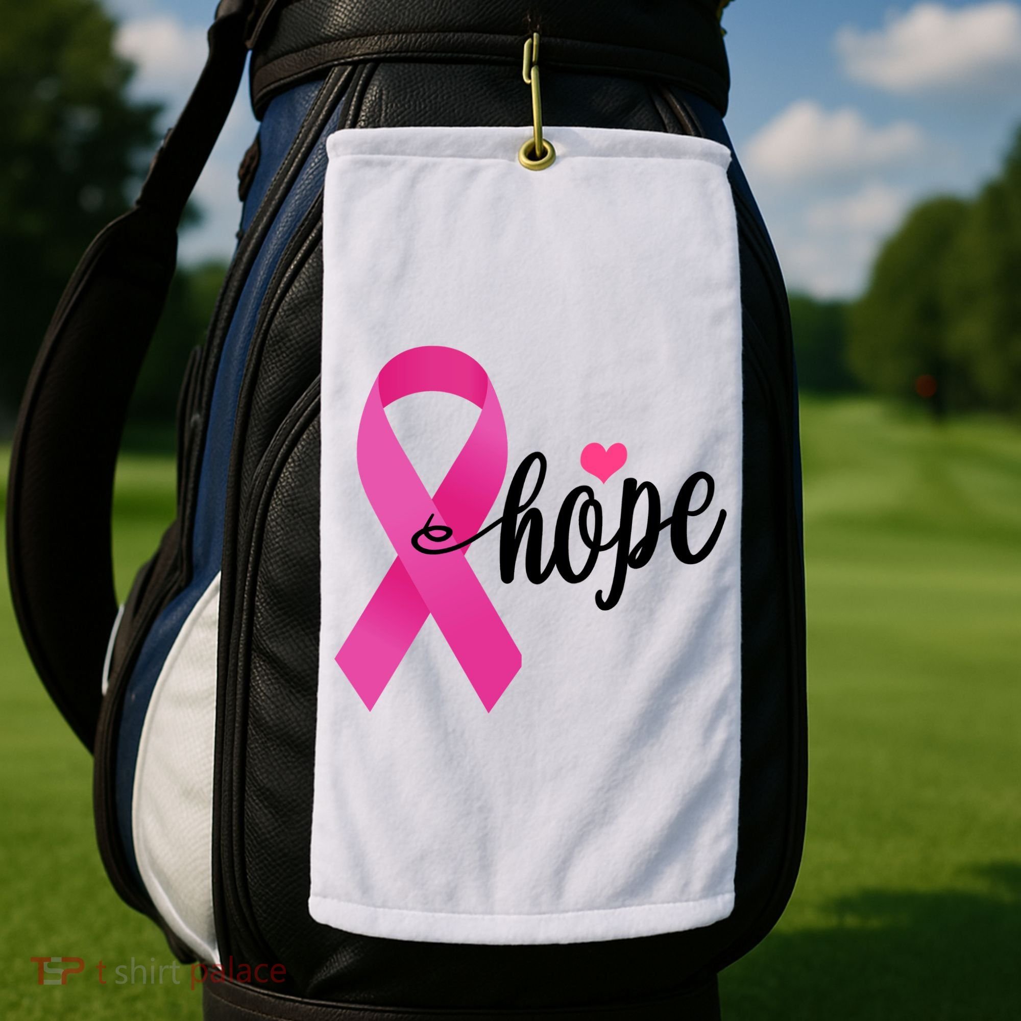 Hope Breast Cancer Awareness Ribbon Golf Towel