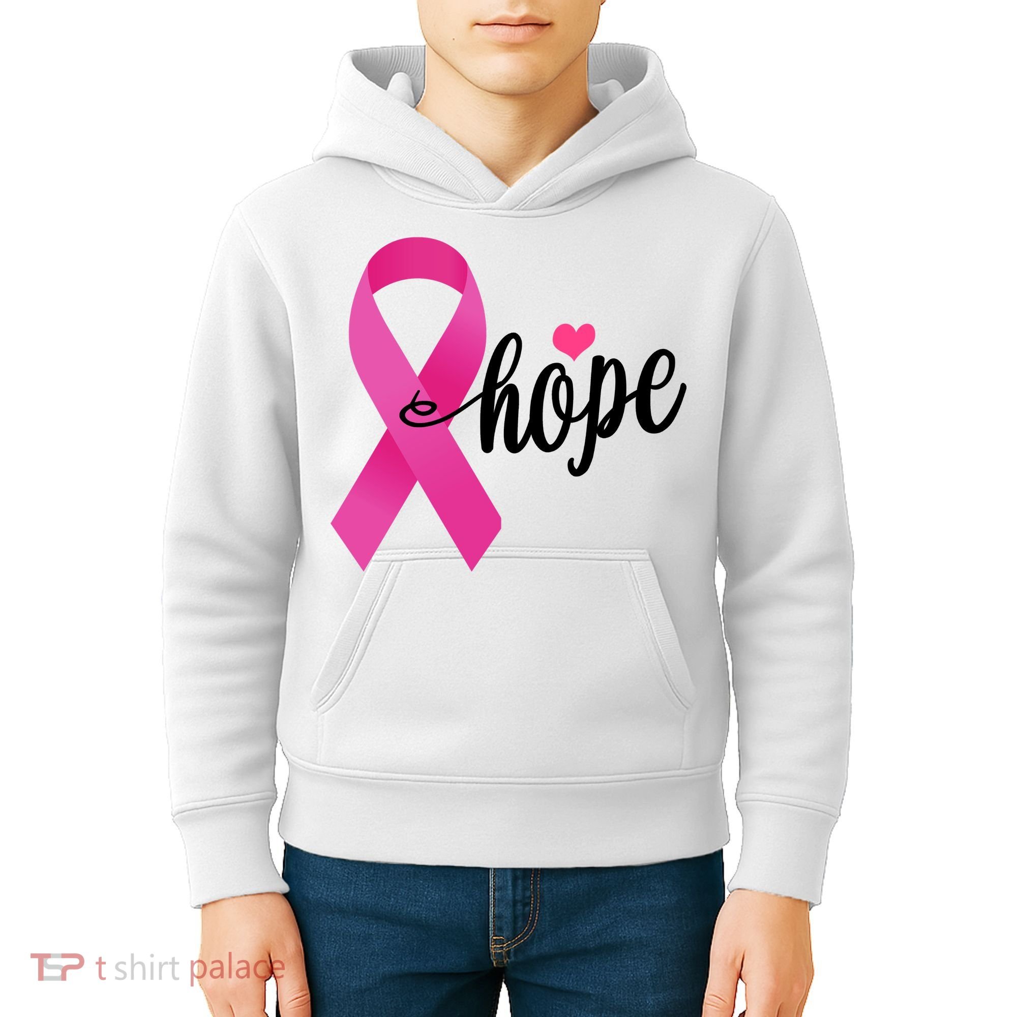 Hope Breast Cancer Awareness Ribbon Kids Hoodie