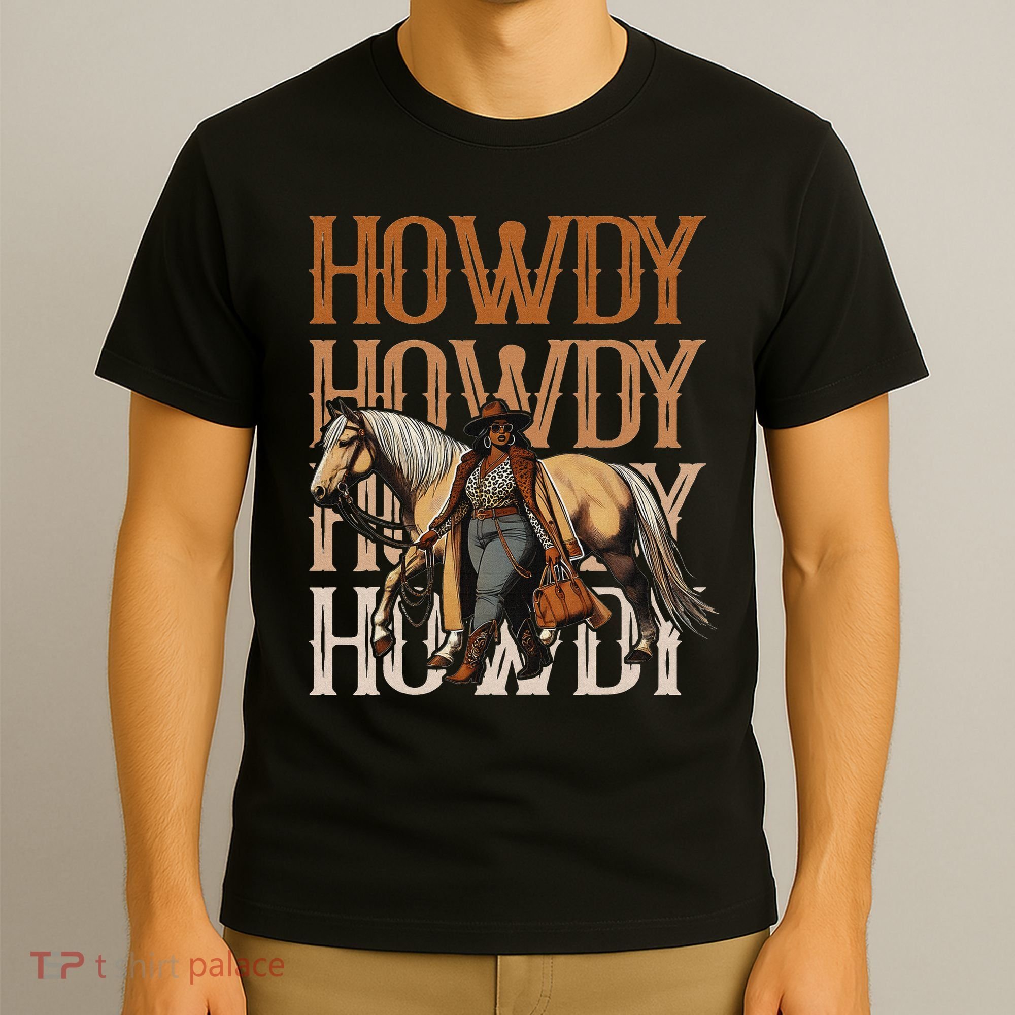Howdy Black Cowgirl Country Western Rodeo Melanin Texas T-Shirt