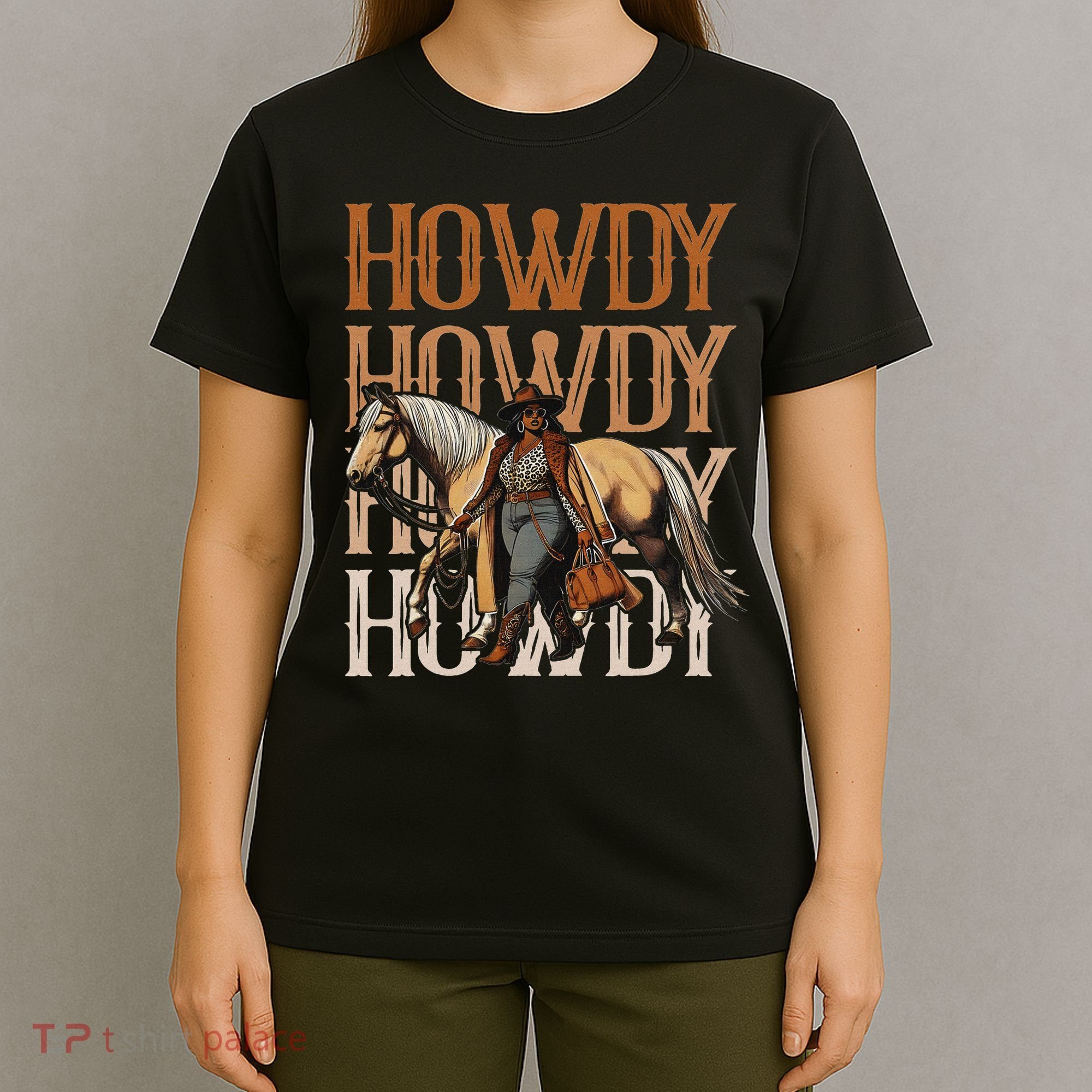 Howdy Black Cowgirl Country Western Rodeo Melanin Texas T-Shirt