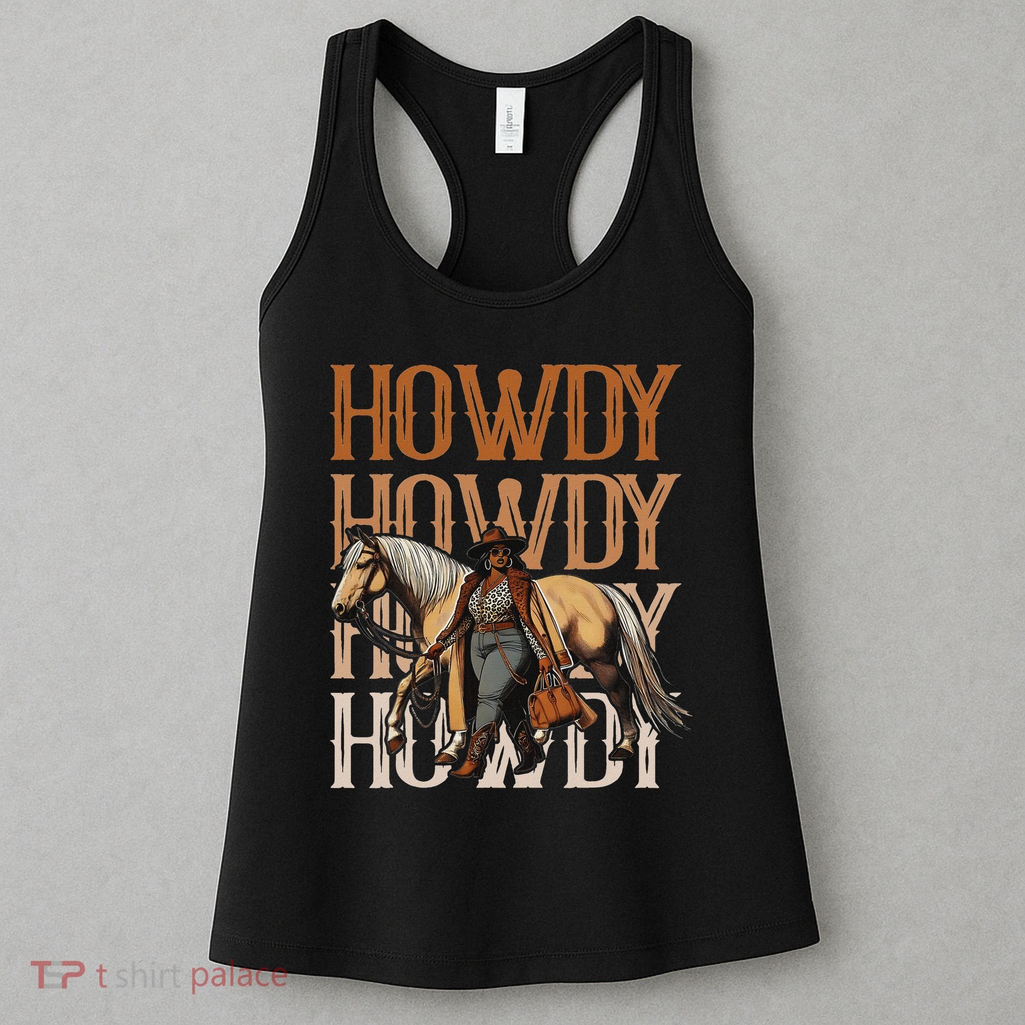 Howdy Black Cowgirl Country Western Rodeo Melanin Texas Women's Tank Top