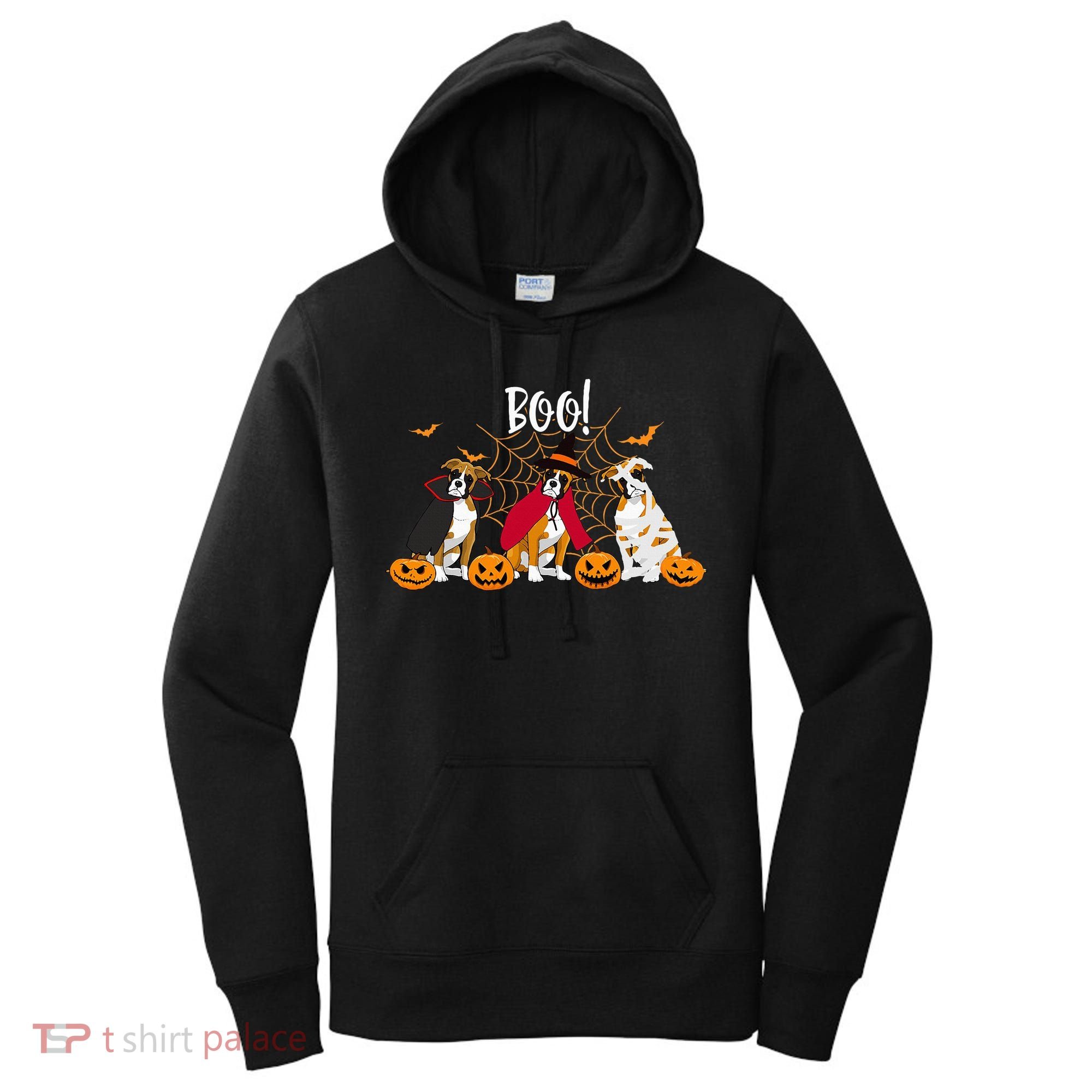 Halloween Boxer Dog Boo With Pumpkin Funny Gifts Women's Hoodie