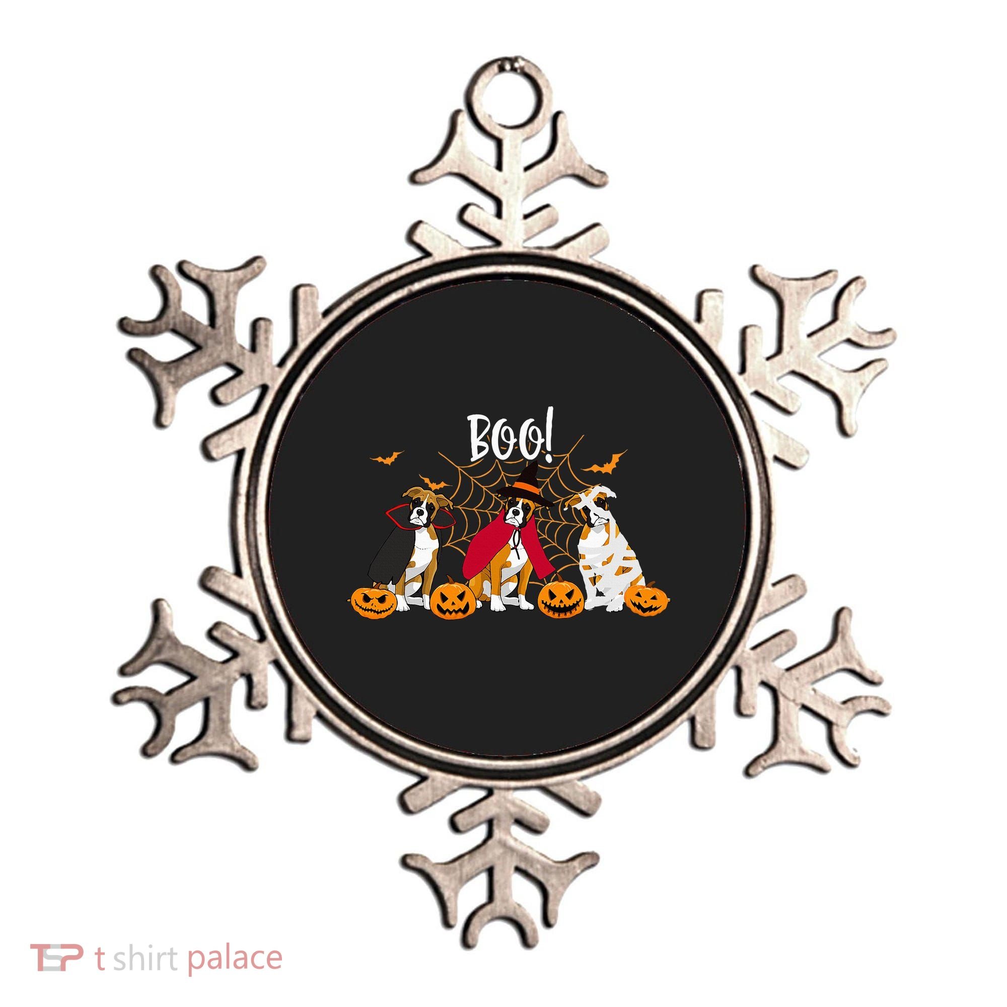 Halloween Boxer Dog Boo With Pumpkin Funny Gifts Ornament