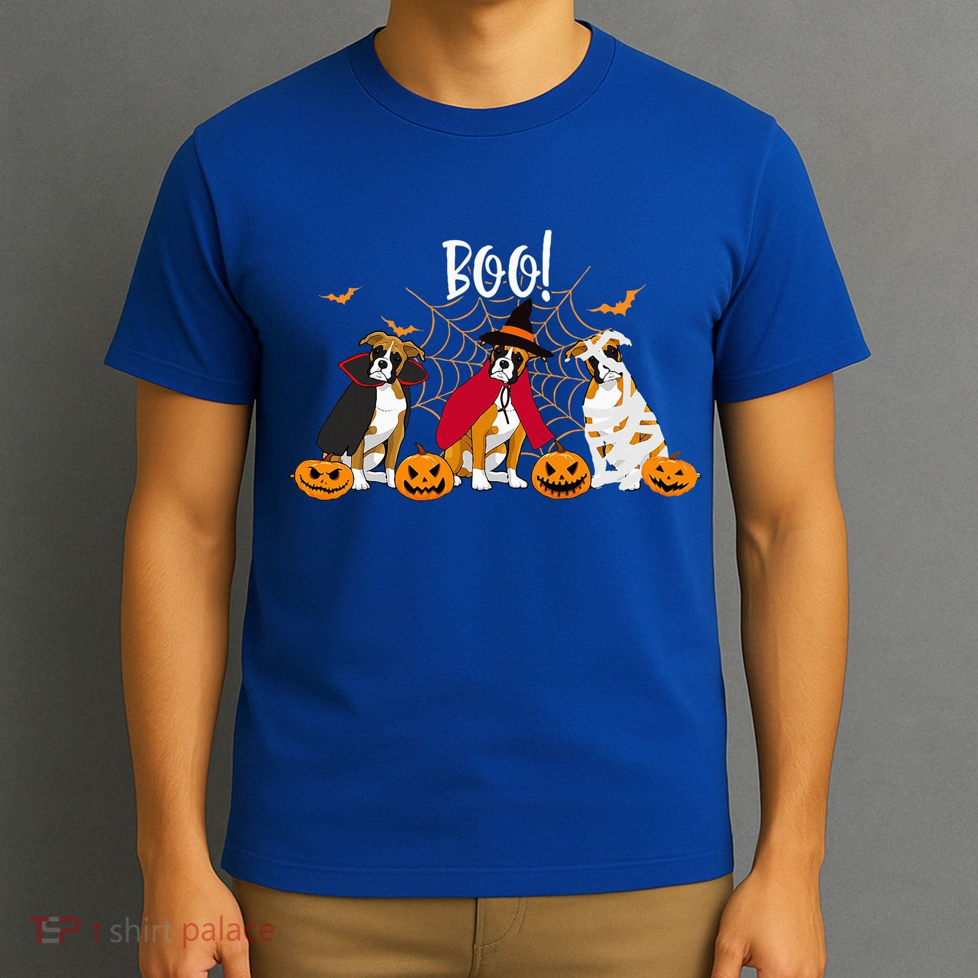 Halloween Boxer Dog Boo With Pumpkin Funny Gifts T-Shirt