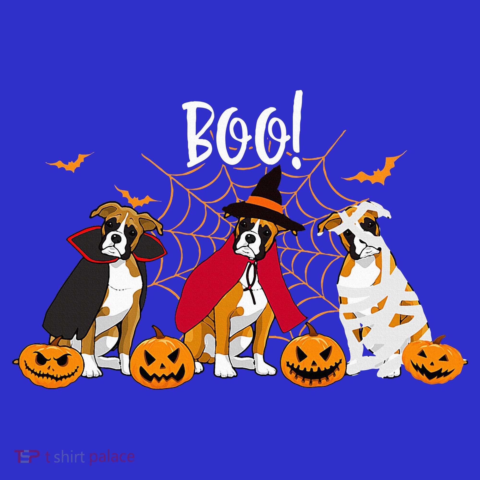 Halloween Boxer Dog Boo With Pumpkin Funny Gifts T-Shirt