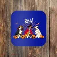 Halloween Boxer Dog Boo With Pumpkin Funny Gifts Coaster thumb 0