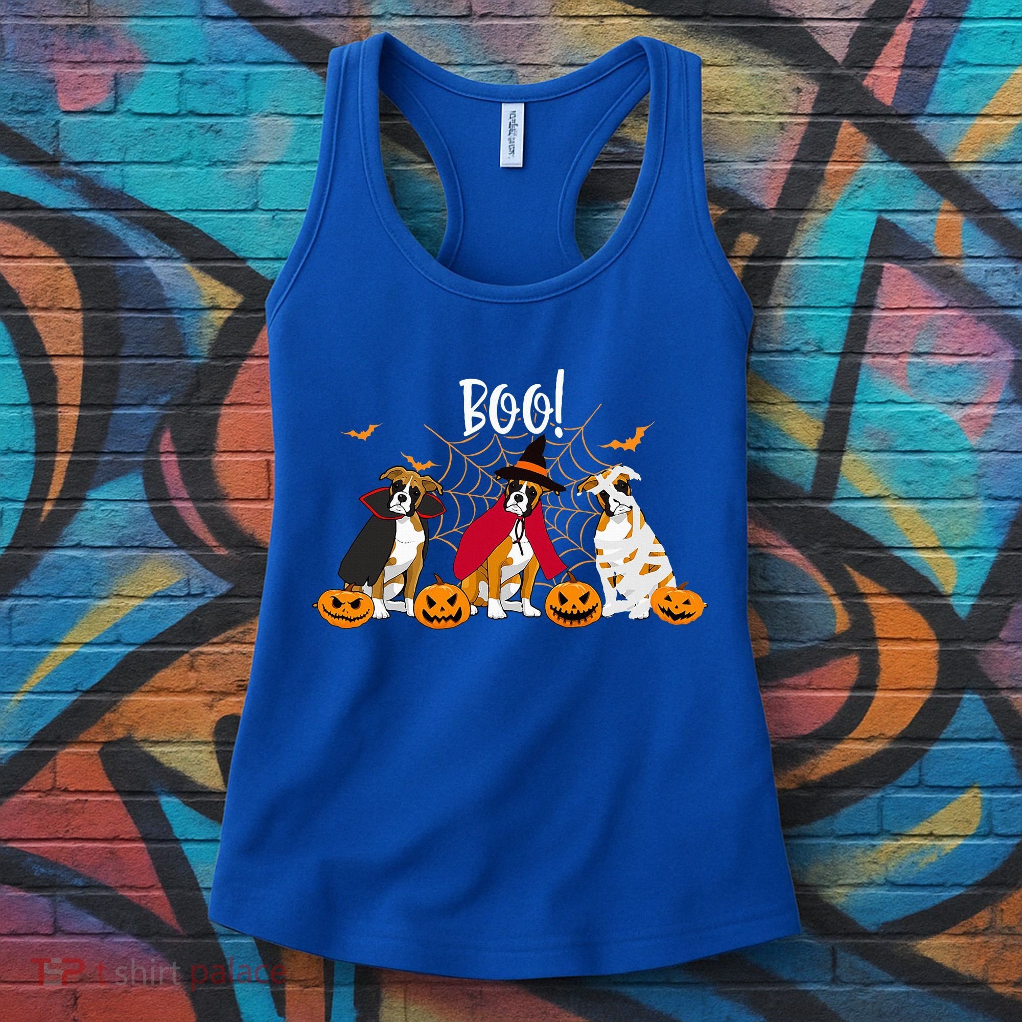 Halloween Boxer Dog Boo With Pumpkin Funny Gifts Women's Tank Top