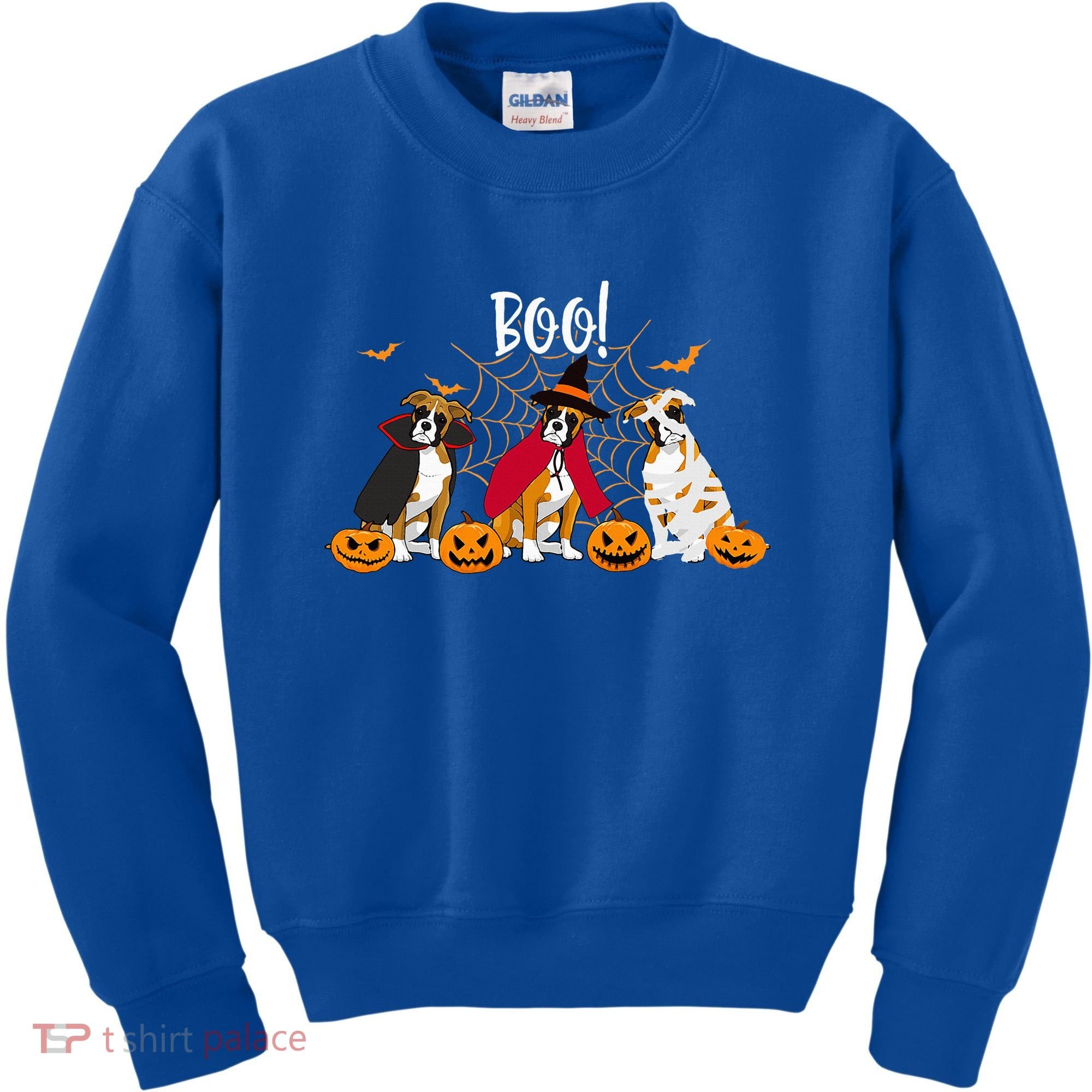Halloween Boxer Dog Boo With Pumpkin Funny Gifts Kids Sweatshirt