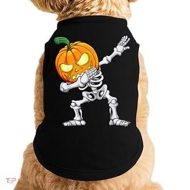 Halloween Boys Dabbing Skeleton Scary Pumpkin Jack O Lantern Doggie Tank