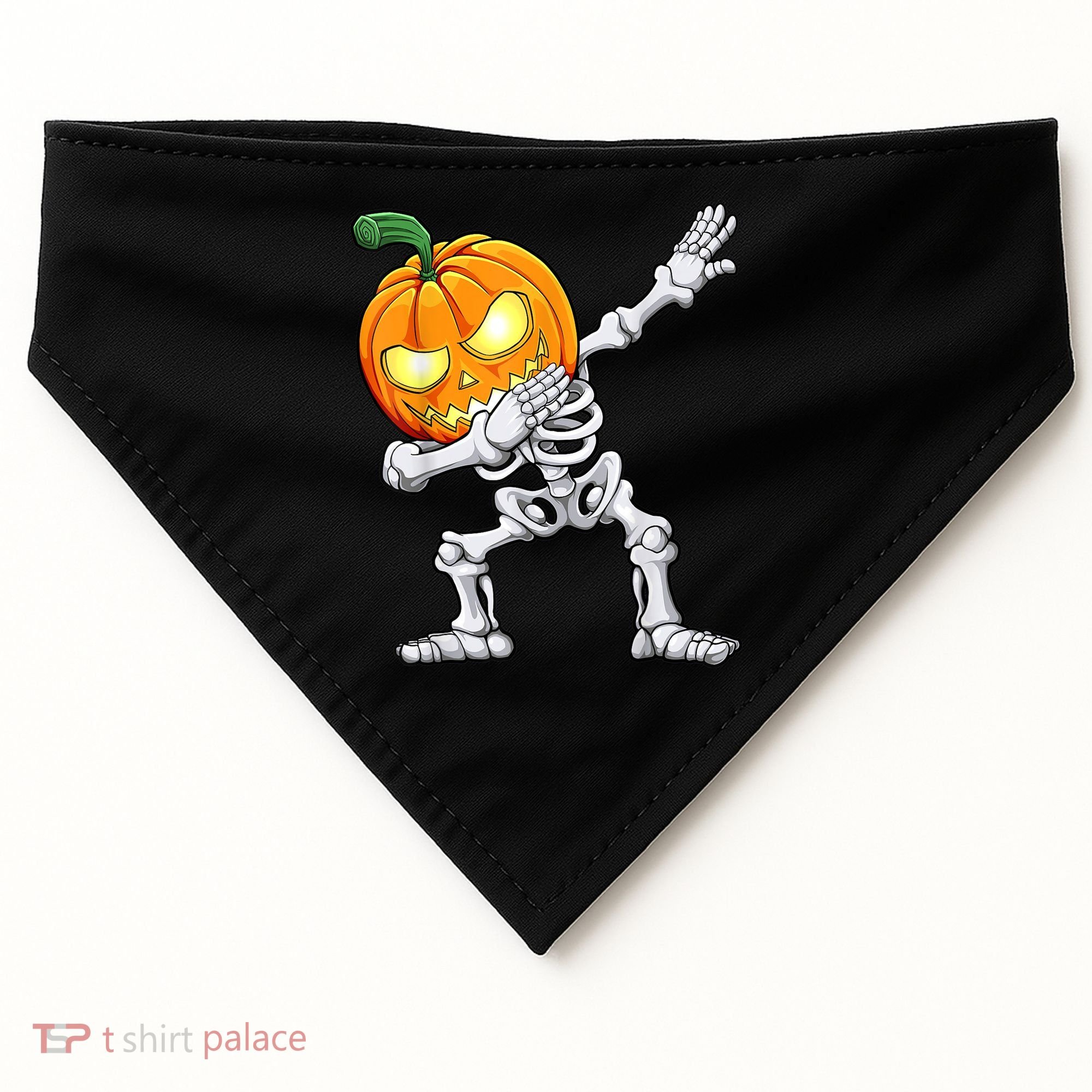 Halloween Boys Dabbing Skeleton Scary Pumpkin Jack O Lantern USA-Made Doggie Bandana