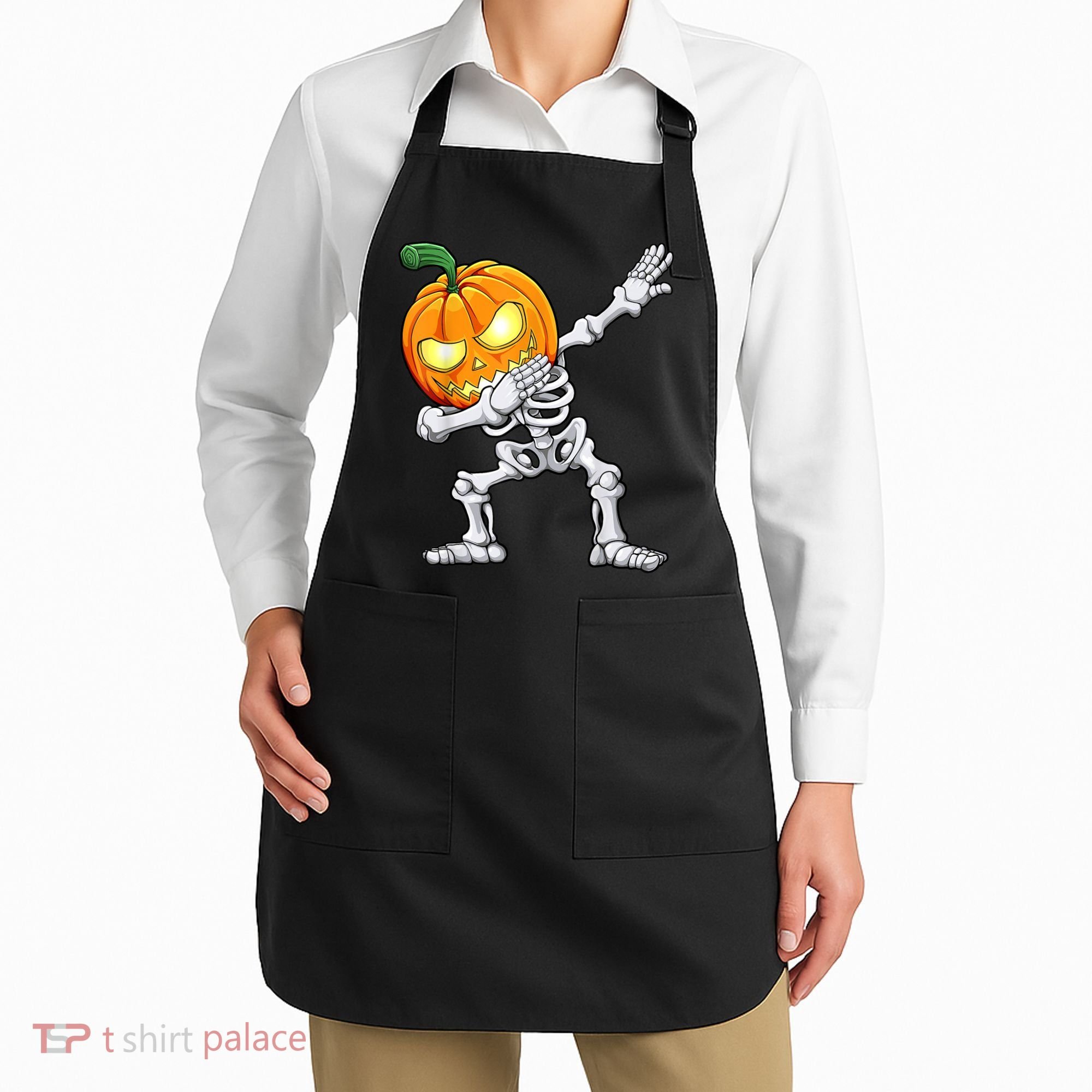 Halloween Boys Dabbing Skeleton Scary Pumpkin Jack O Lantern Apron