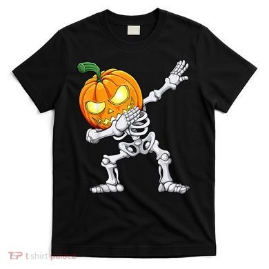 Halloween Boys Dabbing Skeleton Scary Pumpkin Jack O Lantern T-Shirt