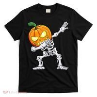 Halloween Boys Dabbing Skeleton Scary Pumpkin Jack O Lantern T-Shirt thumb 0