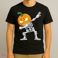 Halloween Boys Dabbing Skeleton Scary Pumpkin Jack O Lantern T-Shirt thumb 3