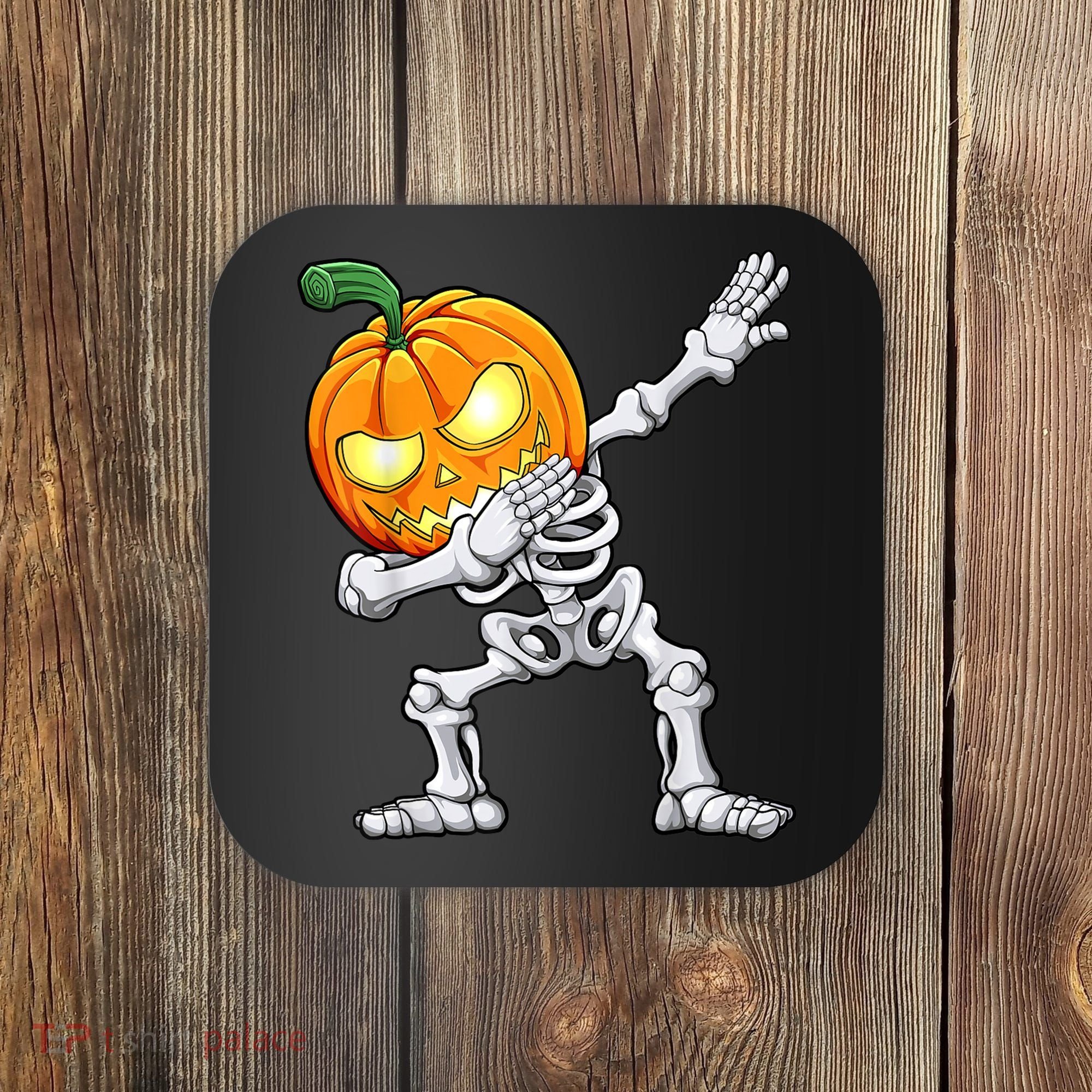 Halloween Boys Dabbing Skeleton Scary Pumpkin Jack O Lantern Coaster
