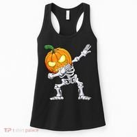 Halloween Boys Dabbing Skeleton Scary Pumpkin Jack O Lantern Women's Tank Top thumb 0