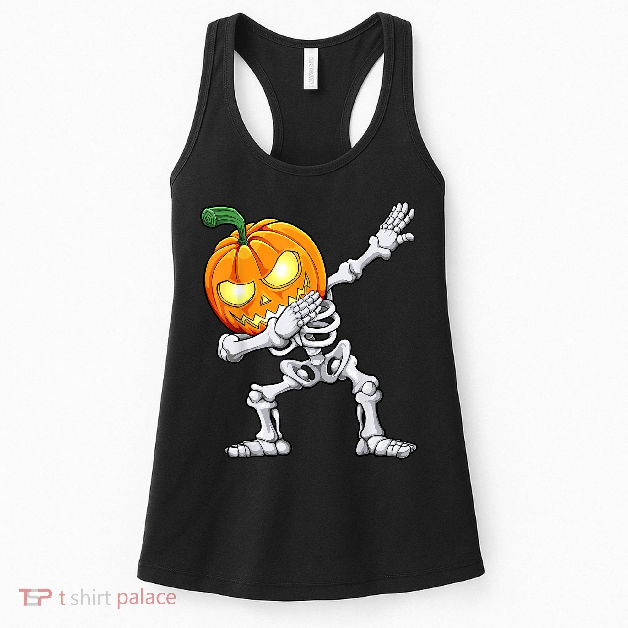 Halloween Boys Dabbing Skeleton Scary Pumpkin Jack O Lantern Women's Tank Top