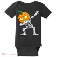 Halloween Boys Dabbing Skeleton Scary Pumpkin Jack O Lantern Baby Bodysuit thumb 0