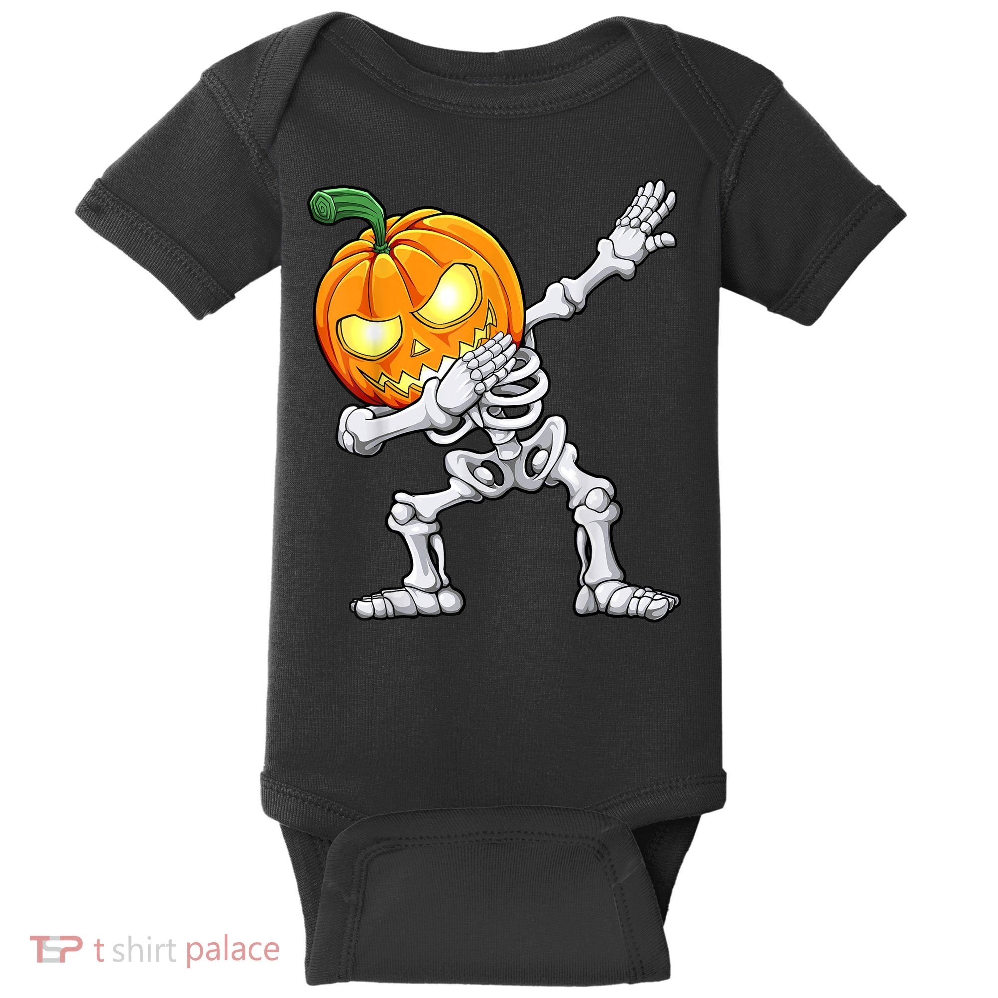 Halloween Boys Dabbing Skeleton Scary Pumpkin Jack O Lantern Baby Bodysuit