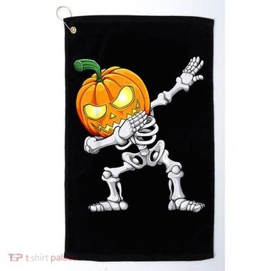 Halloween Boys Dabbing Skeleton Scary Pumpkin Jack O Lantern Golf Towel