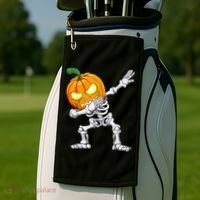 Halloween Boys Dabbing Skeleton Scary Pumpkin Jack O Lantern Golf Towel thumb 2