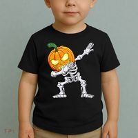 Halloween Boys Dabbing Skeleton Scary Pumpkin Jack O Lantern Toddler T-Shirt thumb 2
