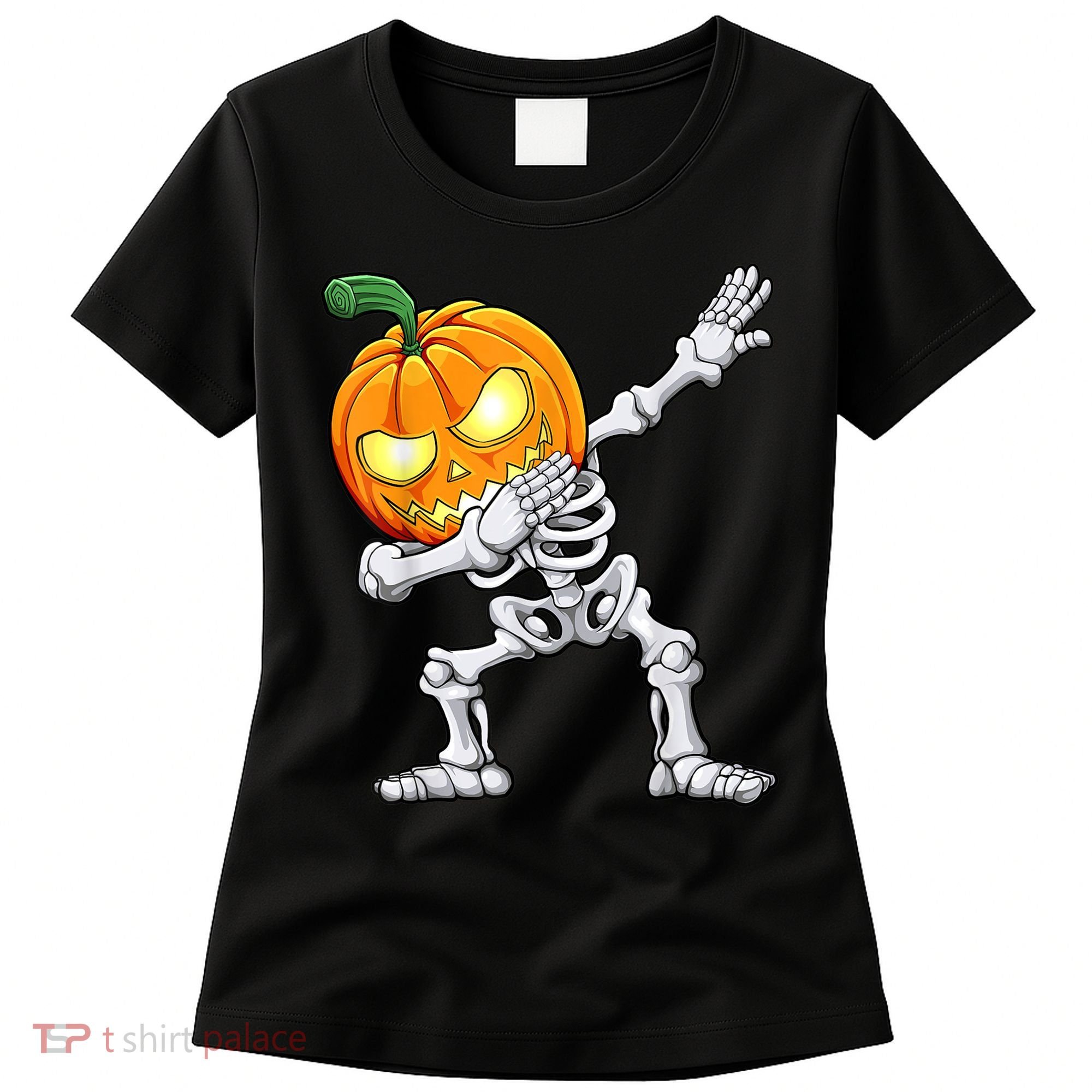Halloween Boys Dabbing Skeleton Scary Pumpkin Jack O Lantern Women's T-Shirt