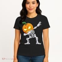 Halloween Boys Dabbing Skeleton Scary Pumpkin Jack O Lantern Women's T-Shirt thumb 4