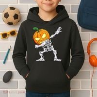Halloween Boys Dabbing Skeleton Scary Pumpkin Jack O Lantern Kids Hoodie thumb 2