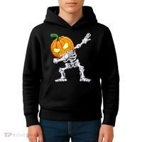 Halloween Boys Dabbing Skeleton Scary Pumpkin Jack O Lantern Kids Hoodie thumb 4