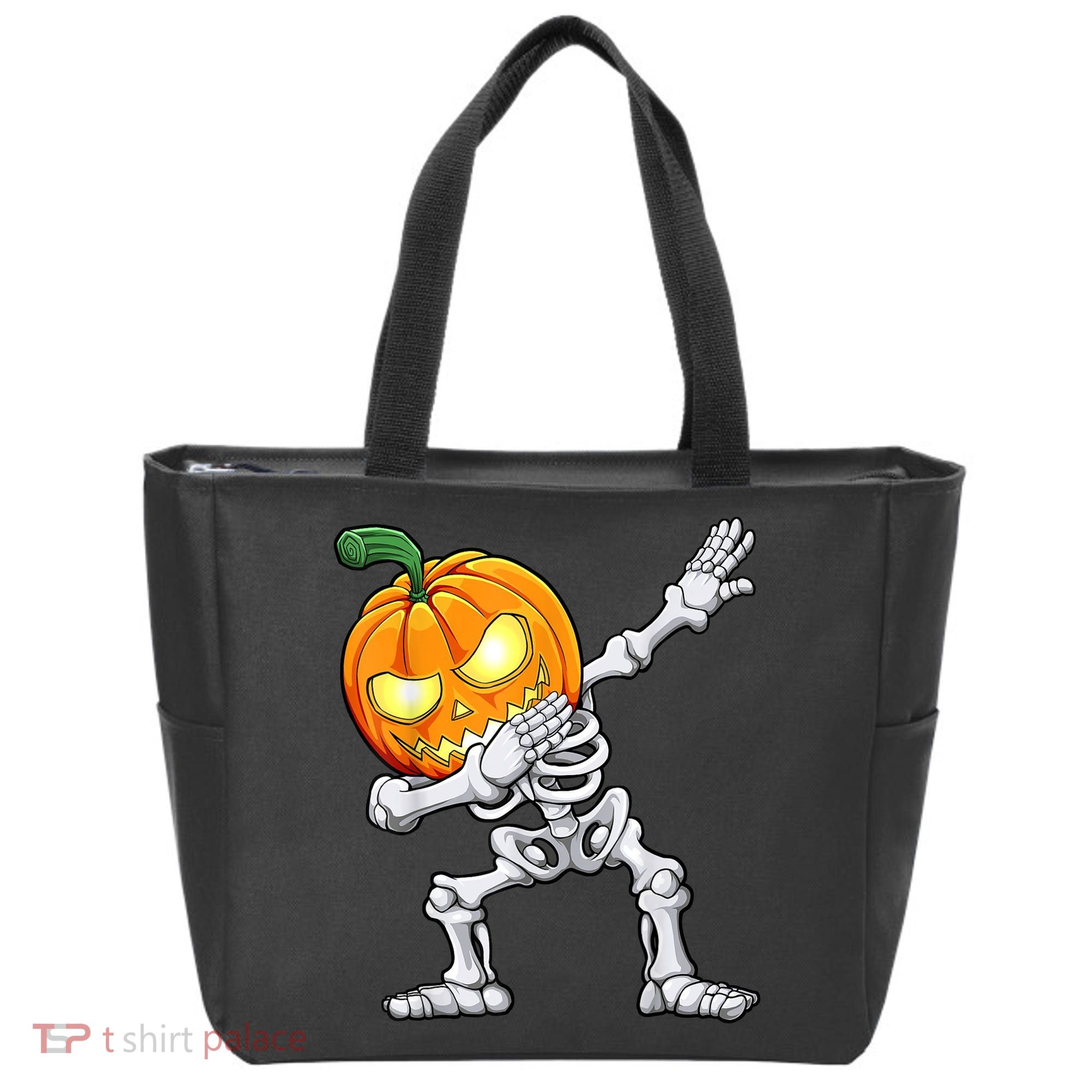 Halloween Boys Dabbing Skeleton Scary Pumpkin Jack O Lantern Tote Bag