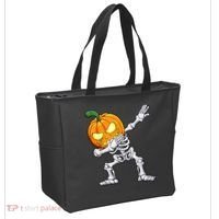 Halloween Boys Dabbing Skeleton Scary Pumpkin Jack O Lantern Tote Bag thumb 2