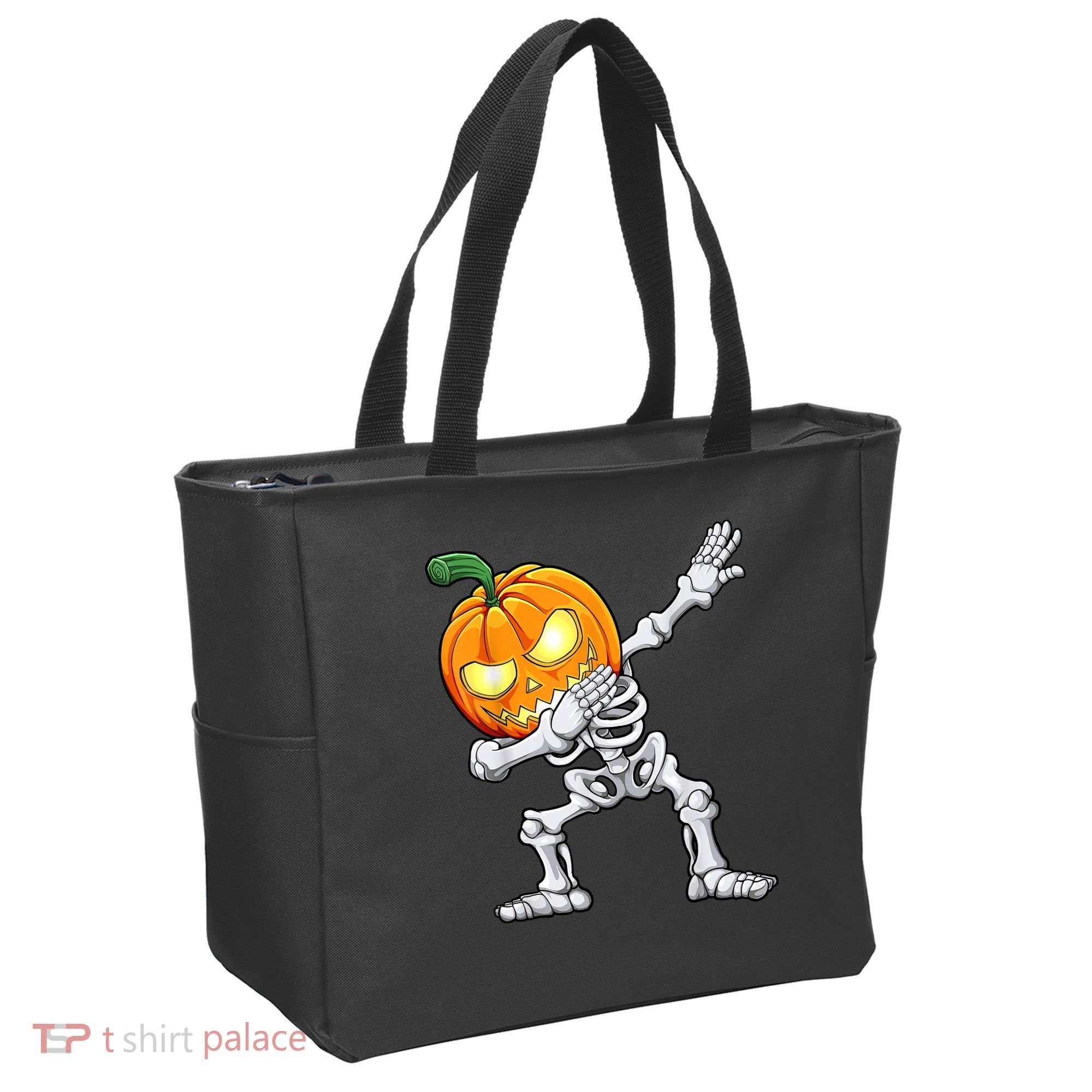 Halloween Boys Dabbing Skeleton Scary Pumpkin Jack O Lantern Tote Bag