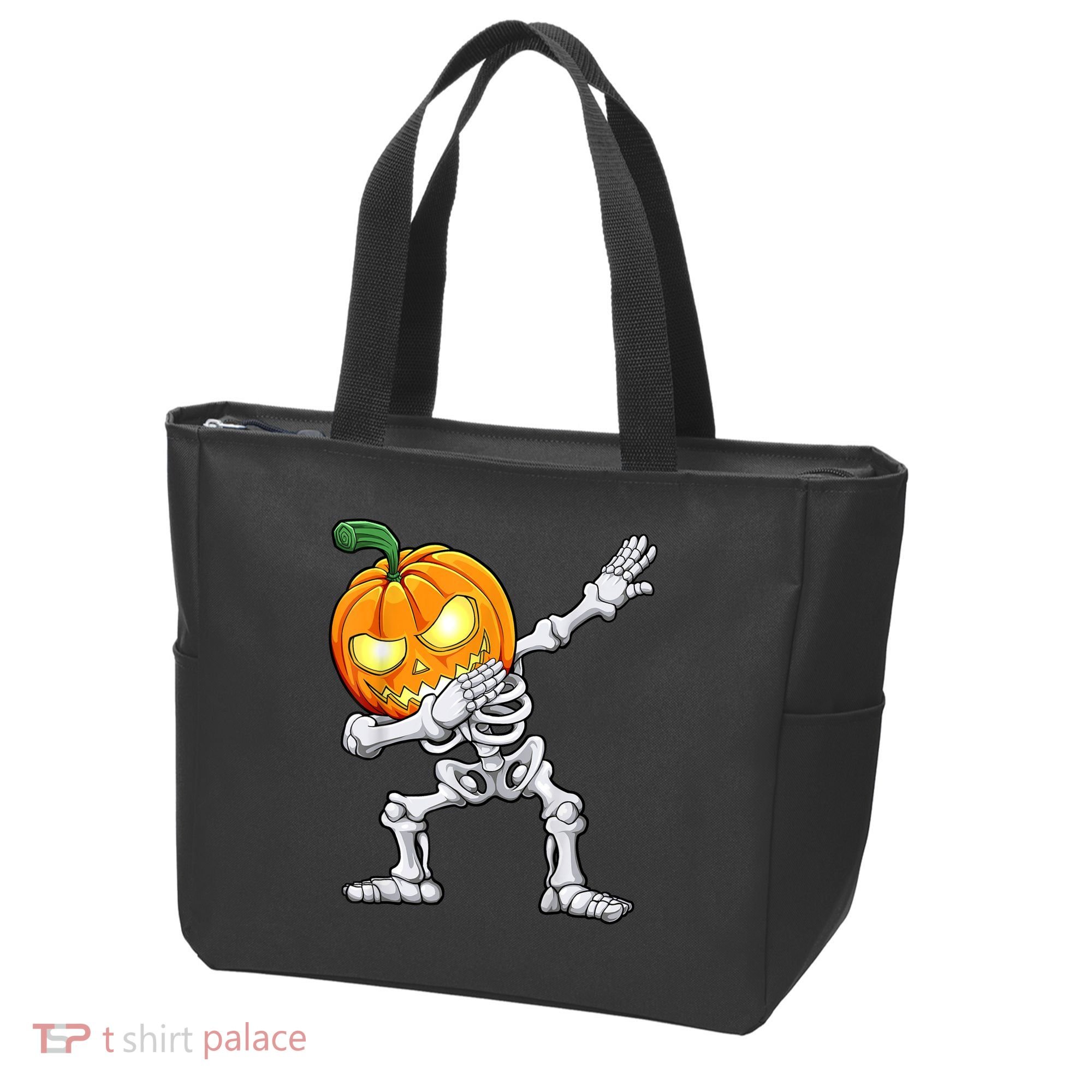 Halloween Boys Dabbing Skeleton Scary Pumpkin Jack O Lantern Tote Bag
