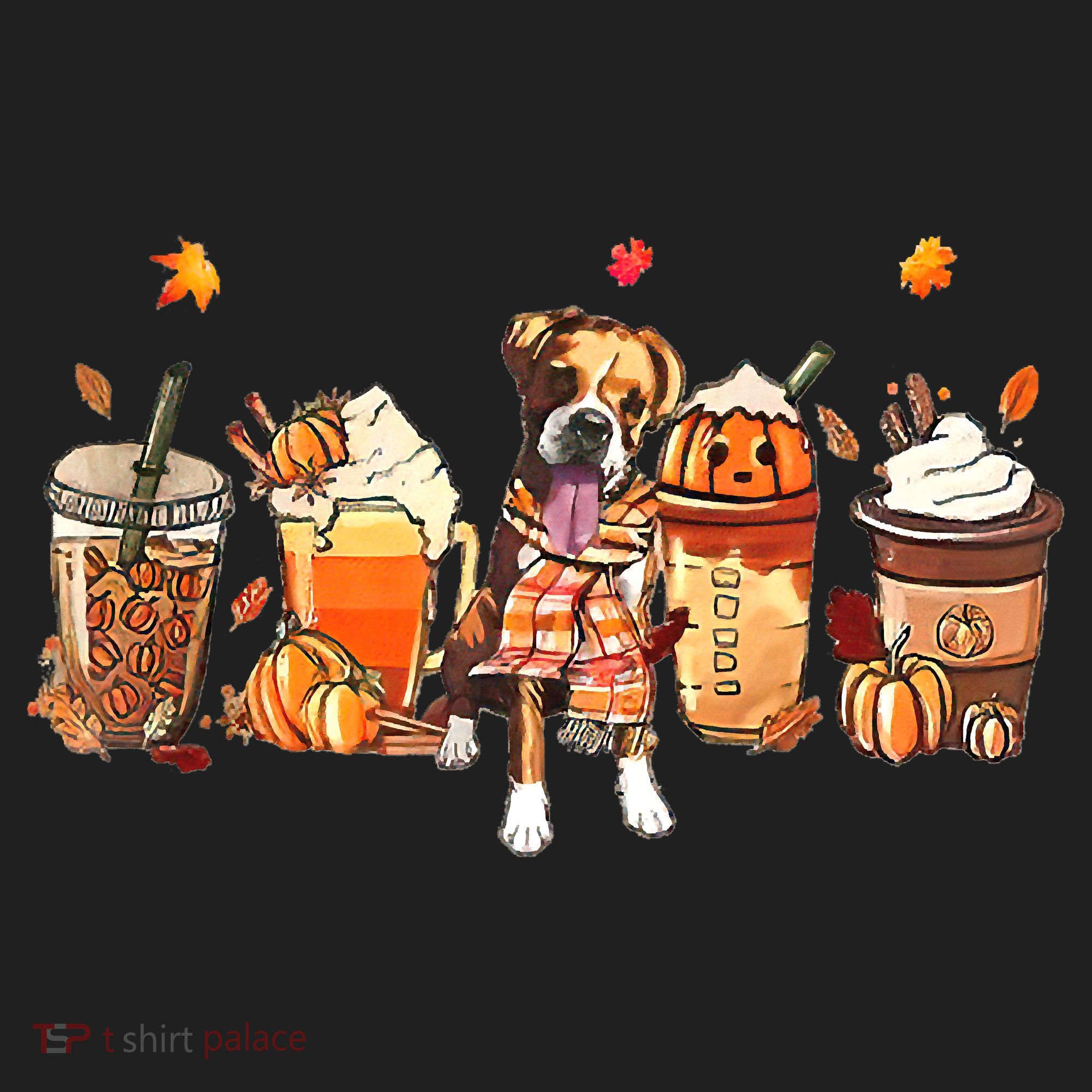 Halloween Boxer Dog Fall Coffee Pumpkin Spice Latte Women's Sweatshirt