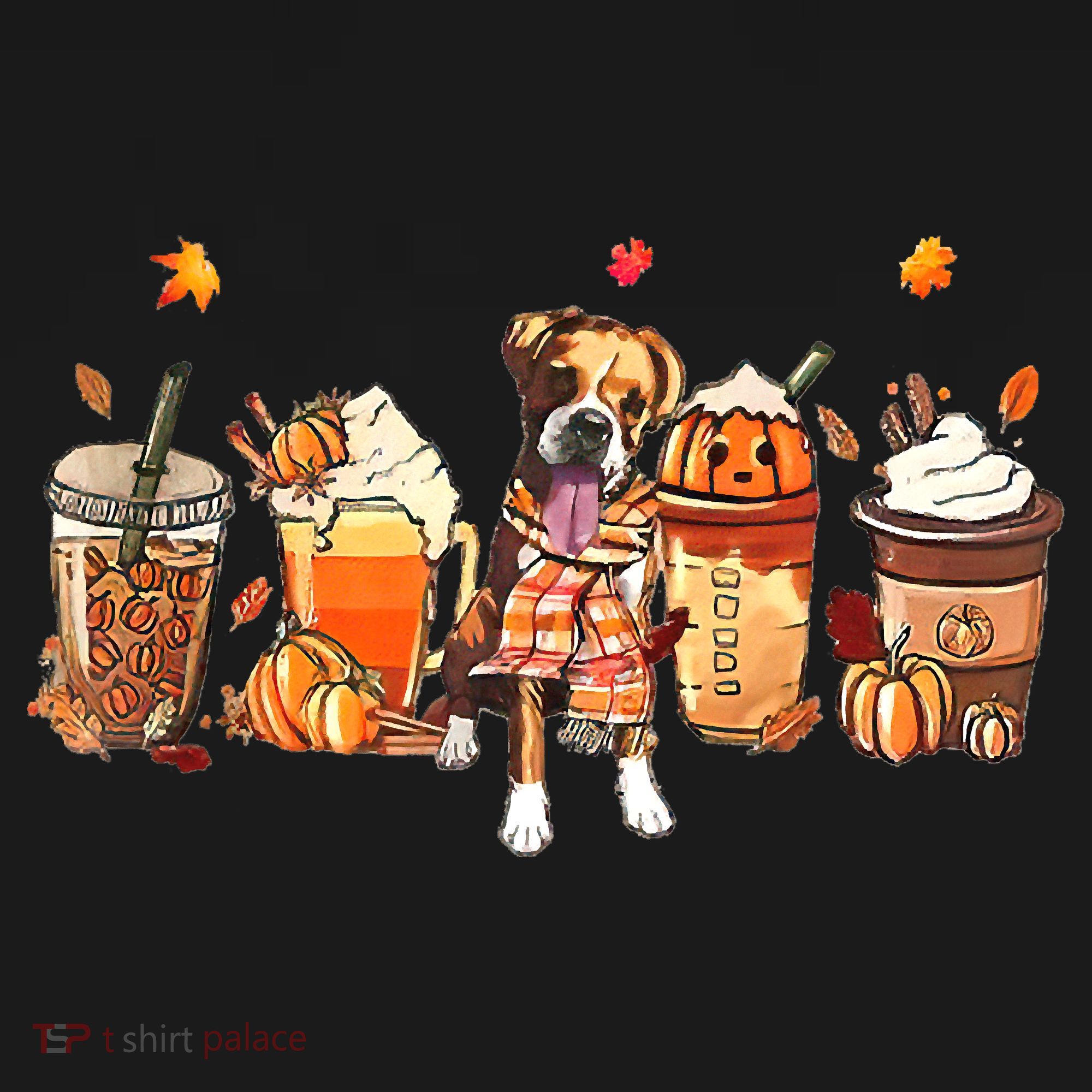 Halloween Boxer Dog Fall Coffee Pumpkin Spice Latte Toddler Hoodie