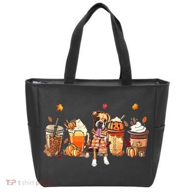 Halloween Boxer Dog Fall Coffee Pumpkin Spice Latte Tote Bag