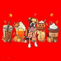 Halloween Boxer Dog Fall Coffee Pumpkin Spice Latte Santa Hat thumb 1